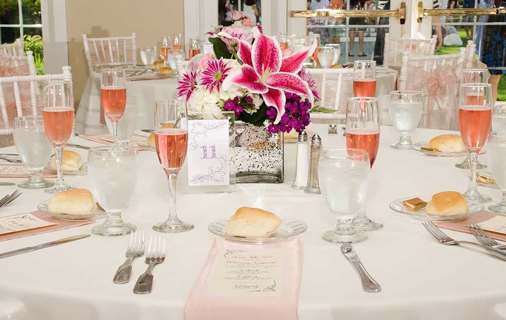 Bright color wedding table setting